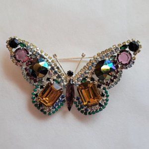 Large Rhinestone Butterfly Brooch.